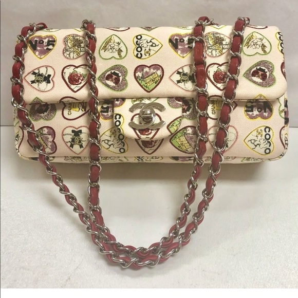CHANEL Canvas Coco Hearts Small Flap Bag - Picture 2 of 8